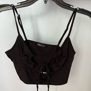 SHEIN spaghetti tank top with front detailing in black :)